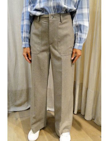 CHLOE STORA pantalon large OLIVER taupe