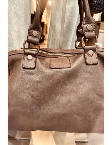 BIBA Sac bowling cuir vintage BOSTON BT1 MARRON