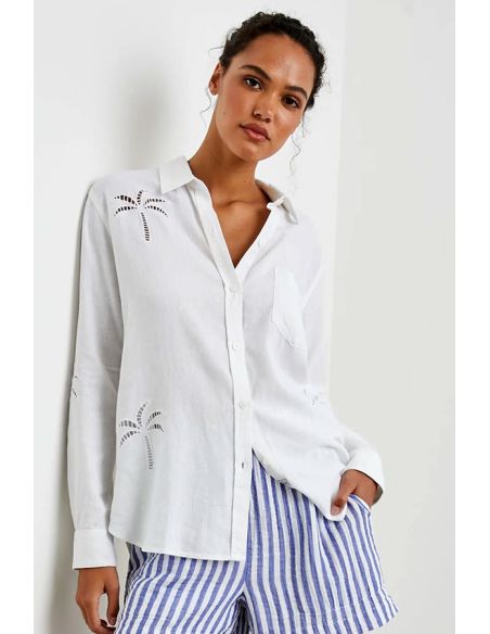 RAILS chemise CHARLI blanche palmier