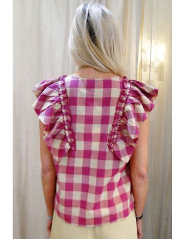 BELLE PIECE Top DEIA carreaux rose