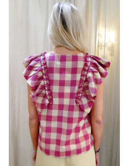 BELLE PIECE Top DEIA carreaux rose