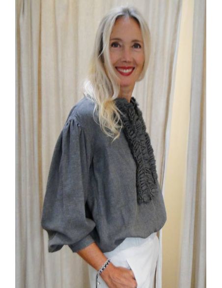 Laurence Bras Chemise MAGRITTE gris chambray