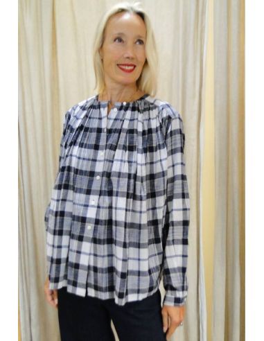 Laurence BRAS CALUMET blouse blue checks - 25W-SH066CCALUME-BLU