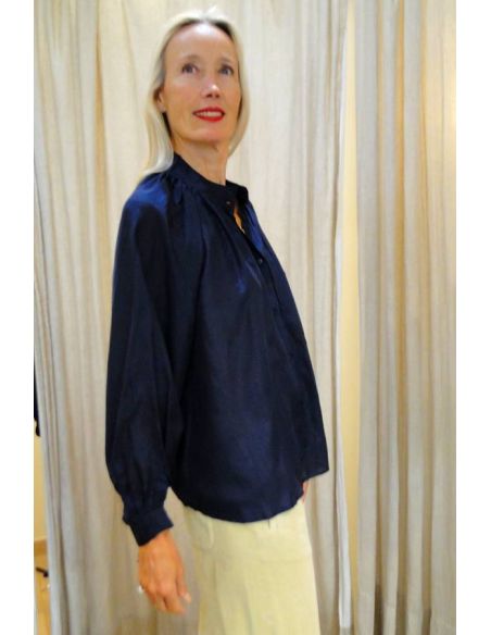 BELLE PIECE blouse PAXOS soie marine