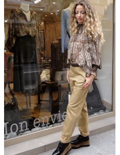 Laurence Bras pantalon  droit STATUETTE coton beige