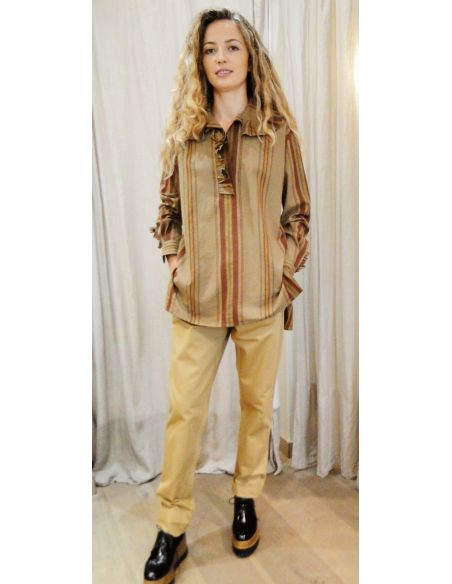 Laurence Bras pantalon  droit STATUETTE coton beige