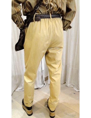 Laurence Bras pantalon  droit STATUETTE coton beige