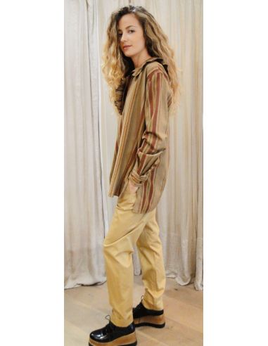 Laurence Bras pantalon  droit STATUETTE coton beige