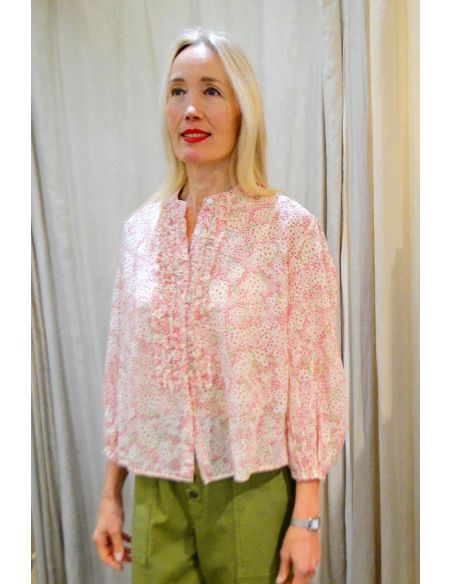 printed pink blouse